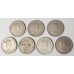 HONG KONG 1960 . ONE 1 DOLLAR COINS . 7 COINS . CIRCULATED CONDITION